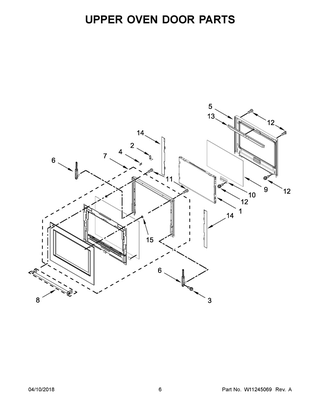 Upper Oven Door Parts Diagram and Parts List for KODE500EBL04  Whirlpool Wall Oven
