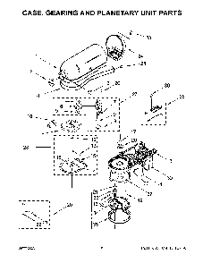 Case, Gearing And Planetary Unit Parts Diagram and Parts List for 5KSM195PSABE5  KitchenAid Mixer
