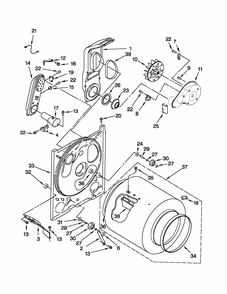 Bulkhead Parts Diagram and Parts List for 11070172003  Kenmore Dryer