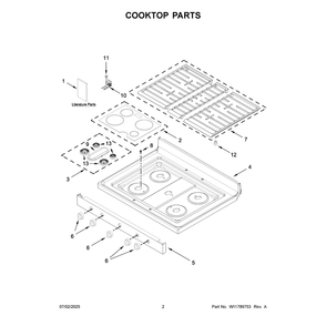 Cooktop Parts Diagram and Parts List for WFGS4530SZ0  Whirlpool Range