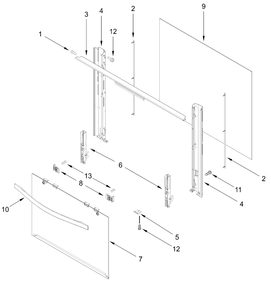 Door Parts Diagram and Parts List for VRGW3162RW0  Whirlpool Range
