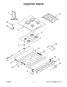 Cooktop Parts Diagram and Parts List for WFG775H0HZ2  Whirlpool Range