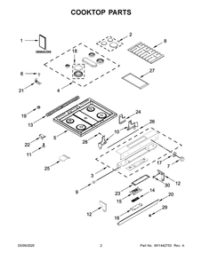 Cooktop Parts Diagram and Parts List for KSGB900ESS4  Whirlpool Range