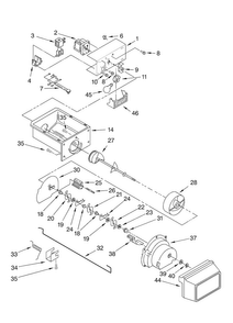 Motor And Ice Container Parts Diagram and Parts List for ED5LHGXNT00  Whirlpool Refrigerator