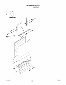 Door And Panel Parts Diagram and Parts List for 66515023K113  Kenmore Dishwasher