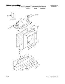 Door And Panel Diagram and Parts List for KUDC20FVSS0  KitchenAid Dishwasher