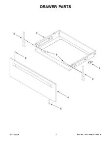 07 - Drawer Parts Diagram and Parts List for WFGS5030RB0  Whirlpool Range