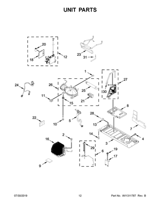 Unit Parts Diagram and Parts List for WRF954CIHZ01  Whirlpool Refrigerator