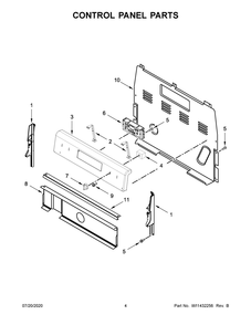 Control Panel Parts Diagram and Parts List for WFE320M0JB0  Whirlpool Range