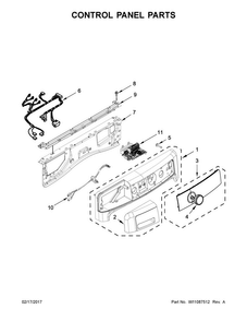 Control Panel Parts Diagram and Parts List for WFW7540FW0  Whirlpool Washer