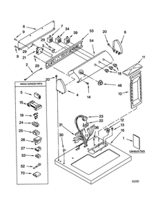 Top And Console Diagram and Parts List for LGQ8858JQ1  Whirlpool Dryer