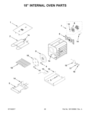 11 - 18" INTERNAL OVEN PARTS Diagram and Parts List for KDRS483VBU01  Whirlpool Range