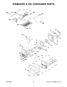 Icemaker And Ice Container Parts Diagram and Parts List for WRX735SDHV02  Whirlpool Refrigerator
