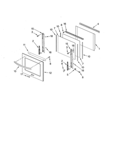Oven Door Diagram and Parts List for KEMS308SSS03  KitchenAid Microwave Oven Combo