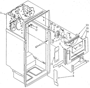 Liner Diagram and Parts List for ET18GKXSF02  Whirlpool Refrigerator