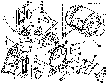 Bulkhead Parts Diagram and Parts List for LEC6646AZO  Whirlpool Dryer