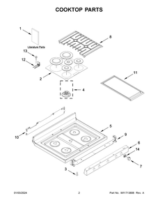 Cooktop Parts Diagram and Parts List for KFGG500EBS8  KitchenAid Range