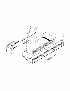 Control Panel And Latch Parts Diagram and Parts List for IUD7500BS2  Whirlpool Dishwasher