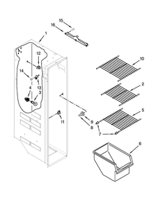 Freezer Liner Parts Diagram and Parts List for 10650023211  Kenmore Refrigerator