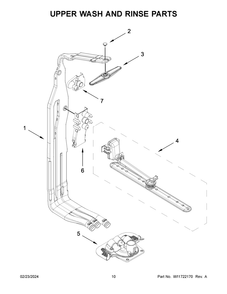 Upper Wash And Rinse Parts Diagram and Parts List for KDTM404KPS3  KitchenAid Dishwasher