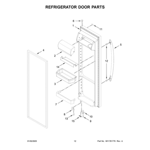 Refrigerator Door Parts Diagram and Parts List for WRS325SDHB11  Whirlpool Refrigerator