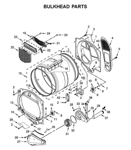 Bulkhead Parts Diagram and Parts List for YWED5100HC0  Whirlpool Dryer