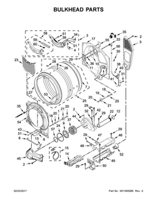 Bulkhead Parts Diagram and Parts List for WED7540FW0  Whirlpool Dryer