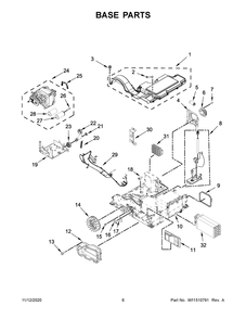 Base Parts Diagram and Parts List for YWHD560CHW2  Whirlpool Dryer