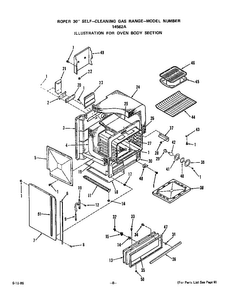 Oven Body Diagram and Parts List for 1456*2A  Roper Range