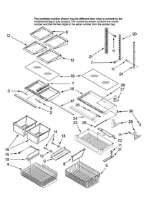 Shelf Parts Diagram and Parts List for KBRS22KTSS11  KitchenAid Refrigerator