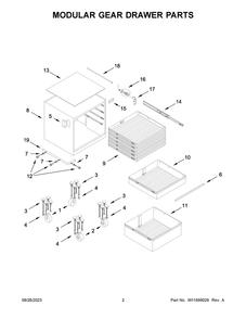 Modular Gear Drawer Parts Diagram and Parts List for GAGD277DKW00  Whirlpool Cabinet