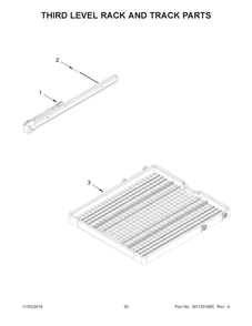 Third Level Rack And Track Parts Diagram and Parts List for KDTE204EPA3  KitchenAid Dishwasher