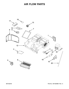 Air Flow Parts Diagram and Parts List for WMH53520CS4  Whirlpool Microwave
