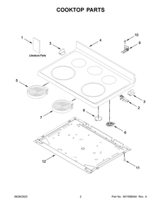 Cooktop Parts Diagram and Parts List for WFE505W0HW6  Whirlpool Range