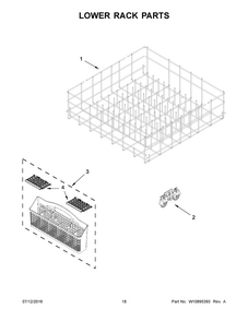 Lower Rack Parts Diagram and Parts List for 66514422N511  Kenmore Dishwasher