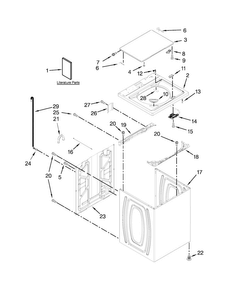 Top And Cabinet Parts Diagram and Parts List for 11025102311  Kenmore Washer