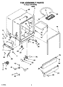 TUB ASSEMBLY PARTS Diagram and Parts List for DU811SWPQ2  Whirlpool Dishwasher