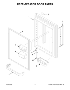 Refrigerator Door Parts Diagram and Parts List for KRBR102ESS02  Whirlpool Refrigerator