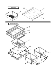 Shelf Parts Diagram and Parts List for W8RXEGMWB03  Whirlpool Refrigerator