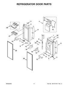 05 - Refrigerator Door Parts Diagram and Parts List for WRMF7736PZ01  Whirlpool Refrigerator