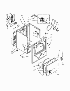 Cabinet Parts Diagram and Parts List for WED4800XQ4  Whirlpool Dryer