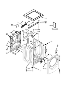 Top And Cabinet Parts Diagram and Parts List for WFW88HEAC2  Whirlpool Washer