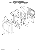 OVEN DOOR PARTS Diagram and Parts List for KEBC147KBL07  KitchenAid Wall Oven