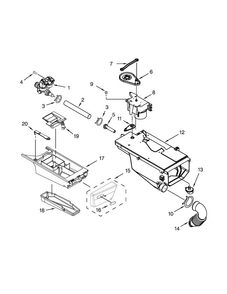 Dispenser Parts Diagram and Parts List for WFW8300SW00  Whirlpool Washer