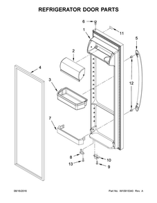Refrigerator Door Parts Diagram and Parts List for WRS335FDDB02  Whirlpool Refrigerator