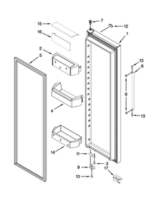 Refrigerator Door Parts Diagram and Parts List for BRS80ARANA02  Whirlpool Refrigerator