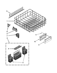 Lower Rack Parts Diagram and Parts List for 66512783K313  Kenmore Dishwasher