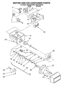 Motor And Ice Container Diagram and Parts List for RS22AQXGN03  Roper Refrigerator