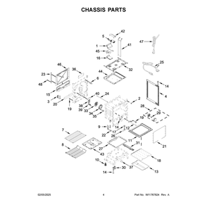 Chassis Parts Diagram and Parts List for WEGA25H0HZ7  Whirlpool Range