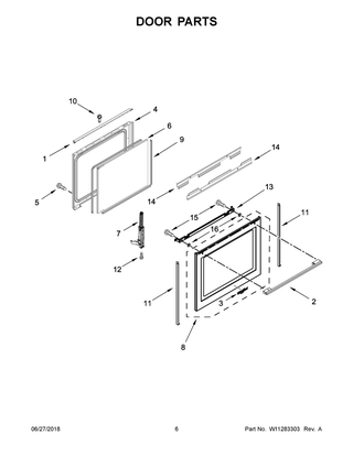 Door Parts Diagram and Parts List for WEEA25H0HN1  Whirlpool Range